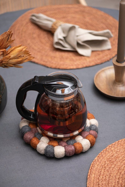 Suport decorativ din bile de lână PIHLA, Ø 20 cm