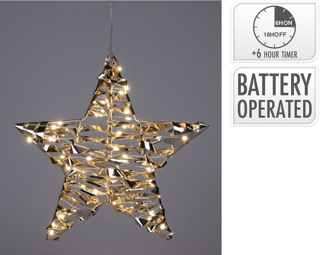 Decorație luminoasă suspendată în formă de stea, 30 cm