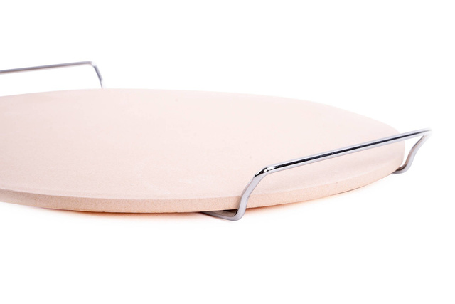 Piatră pentru coacerea pizzei, pâinii + suport metalic pentru servire