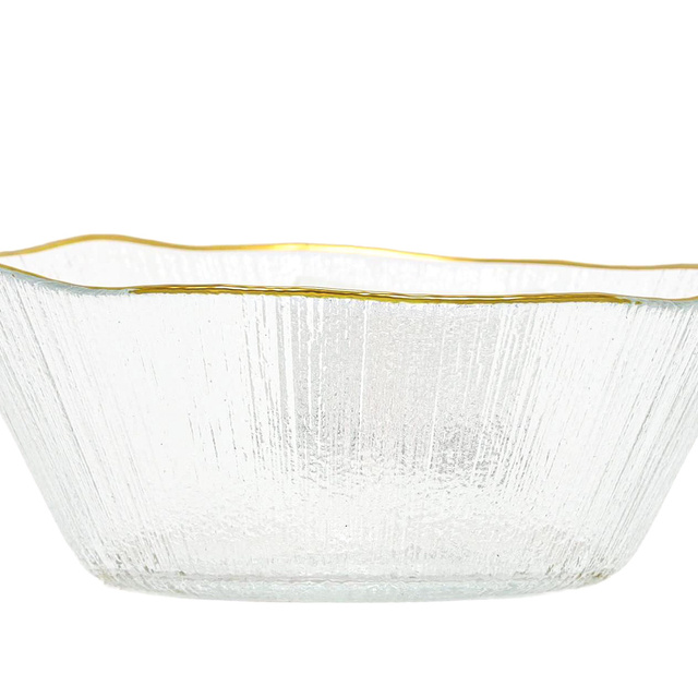 Bol de sticlă cu margine aurie DATURA, 15 cm