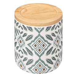 Recipient ceramic cu capac HAPACHE, model etnic, Ø 9,8 cm