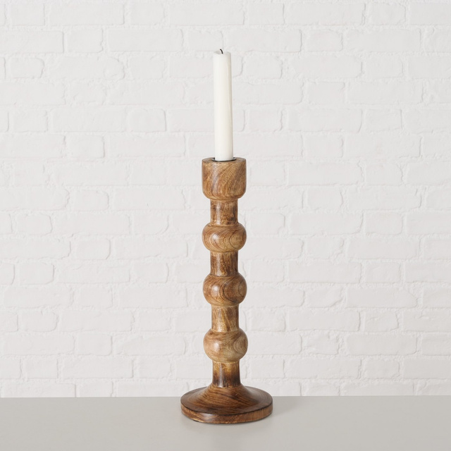 Set 2 sfeșnice  din lemn  sculptate Bubbles,  maro