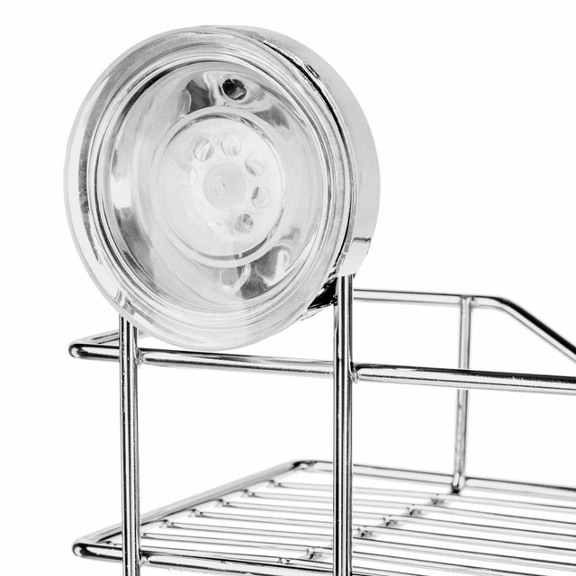 Raft de baie, suspendat cu ventuze, 2 niveluri, otel cromat, coltar