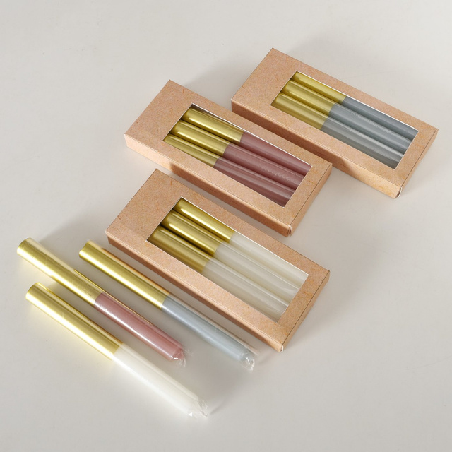 Set 4 lumanari,  roz cu baza aurie