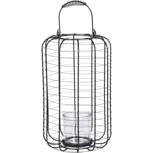 Felinar metalic cu suport pentru lumânări, Ø 23,5 cm, negru