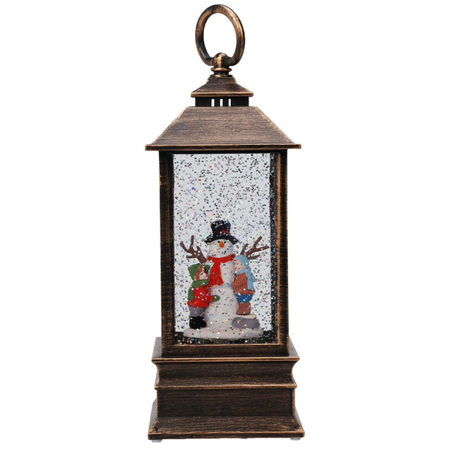 Lanterină decorativă de Crăciun cu LED, apă și sclipici, 23 cm, om de zăpadă