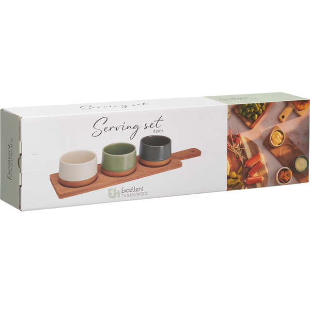 Boluri ceramice pentru gustări VOYO, 3 bucăți pe tavă dreptunghiulară