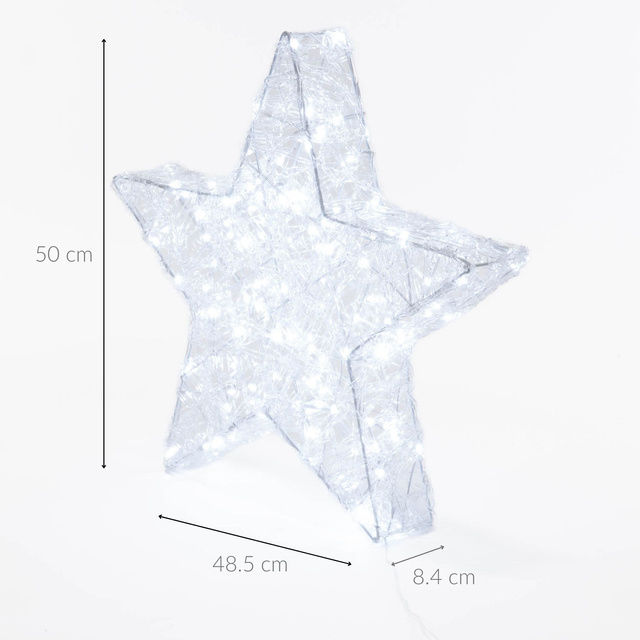 Decoratiune de Craciun stralucitoare, stea, 50 cm