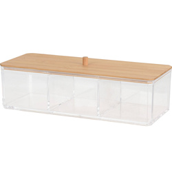 Organizator cosmetic cu capac din bambus