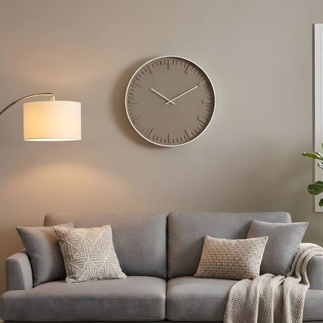 Ceas de perete elegant cu ramă albă, Ø 40 cm