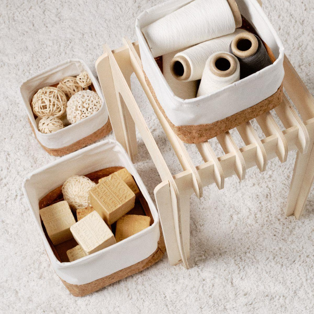 Set 3 cosuri depozitare Simplicity, baza din pluta