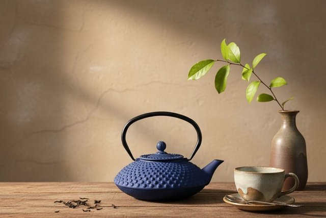 Ceainic din fontă cu infuzor MIKA, 1250 ml, bleumarin