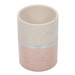 Pahar pentru periute de dinti din ceramică, alb/roz, 7 x 10 cm