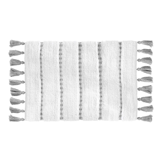 Covor de baie cu franjuri, 50 x 75 cm, gri