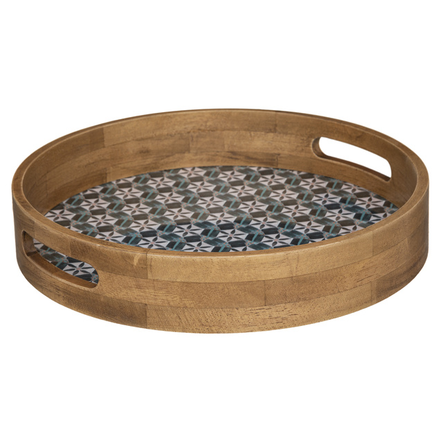 Set 2 tavi decorative, lemn de stejar si MDF, model mozaic