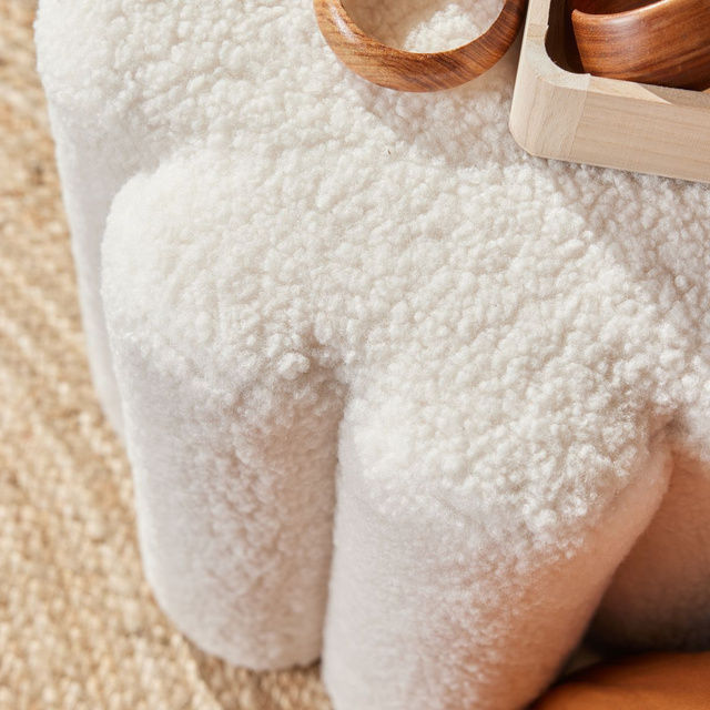 Pouf decorativ Bouclé, 38 x 40 cm, MOKA