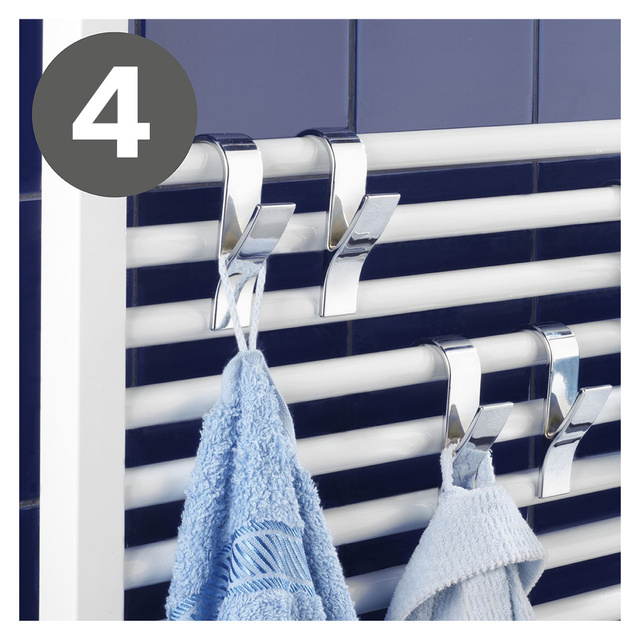 Cârlig - suport pentru radiator cu aripioare, crom, 4 bucăți în set, WENKO