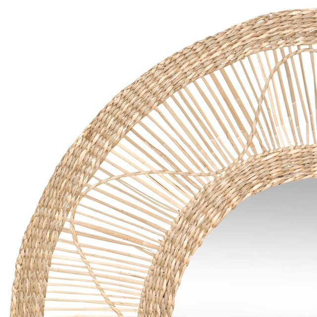 Oglinda de perete rotunda FLOWER, iarba de mare, 58 cm