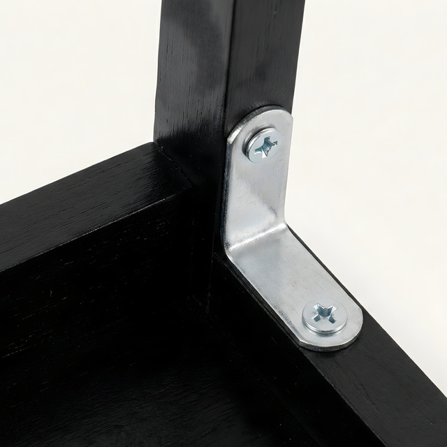 Taburet din bambus cu treaptă KROK, înălțime 46 cm, negru