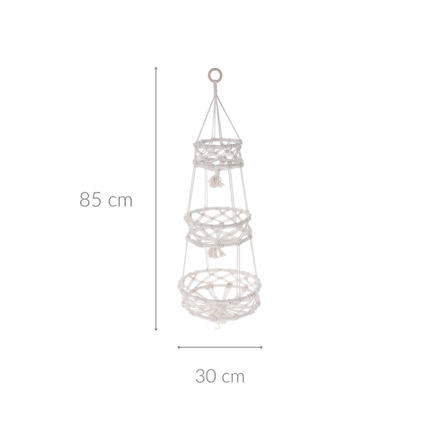 Suport suspendat pentru plante Makrame, cu 3 ghivece, Ø 30 x 85 cm