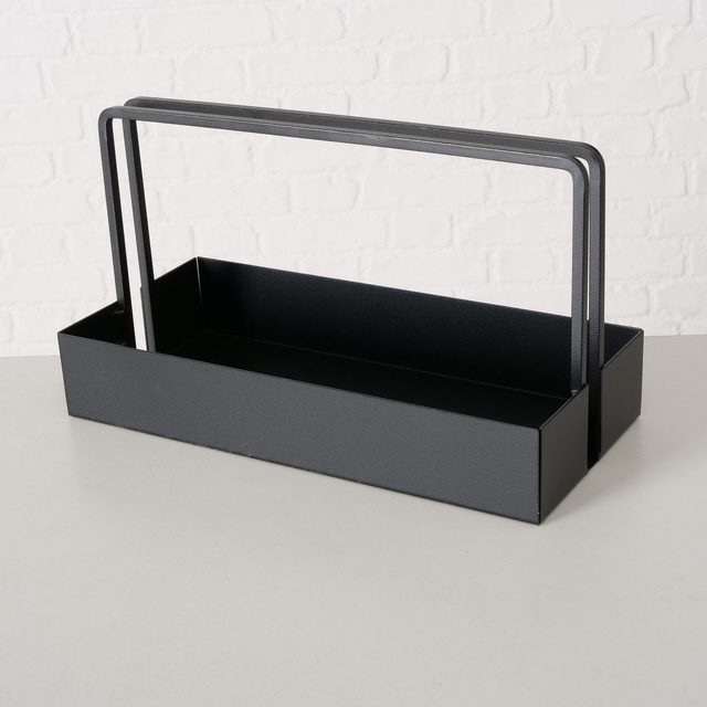 Tava decorativa metalica Como, neagra, 14 x 30 cm