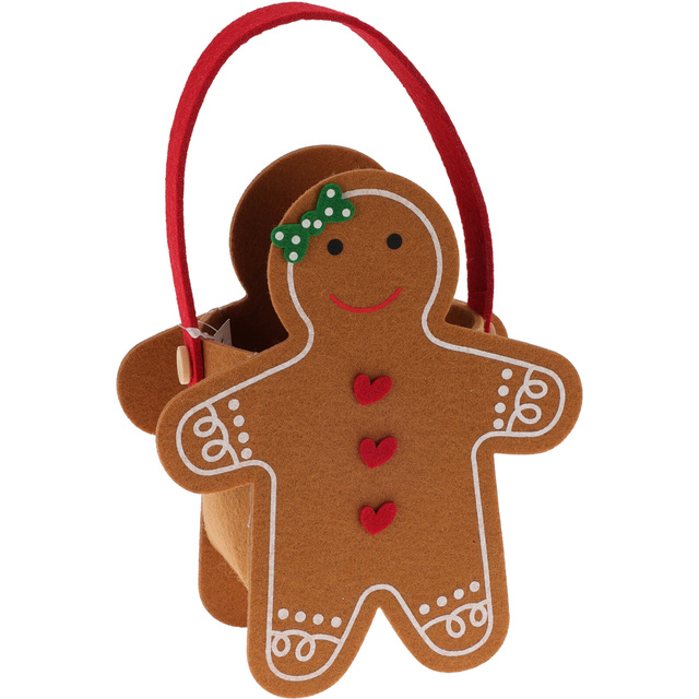 Geanta din fetru cu motiv de Craciun, 16,5 x 20 cm