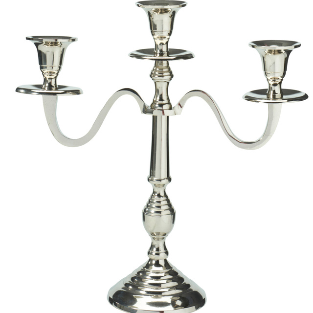 Candelabru cu trei brațe, argintiu, 30 cm, model 1