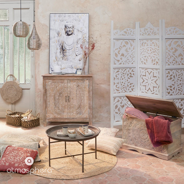 Covor decorativ din iută, Ø 115 cm, rotund