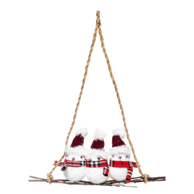 Decor agățat, oameni de zăpadă pe o creangă