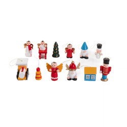 Set de jucării din lemn pentru brad, 12 buc.