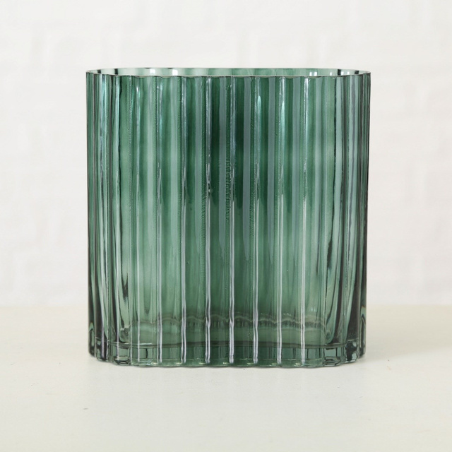 Vaza din sticla lalea, verde, set 2 bucati