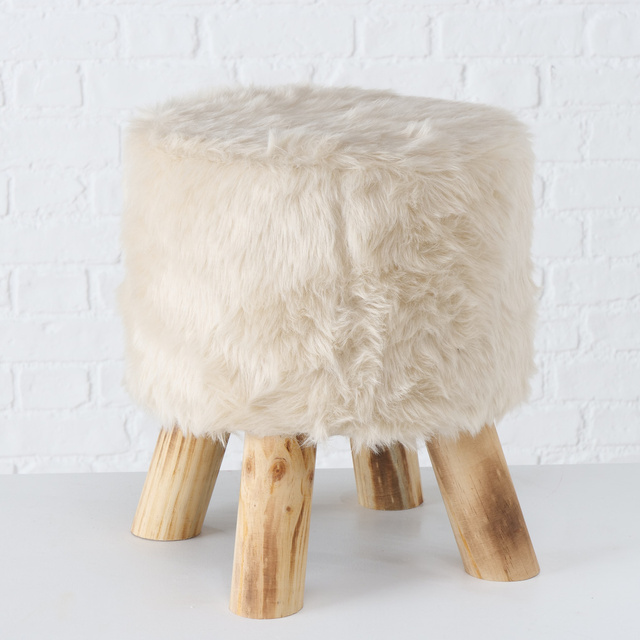 Taburet cu blana HILDA, inaltime 36 cm
