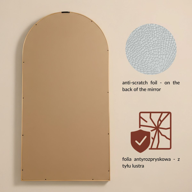 Oglindă decorativă mare suspendată ARCUS, 110 x 56 cm