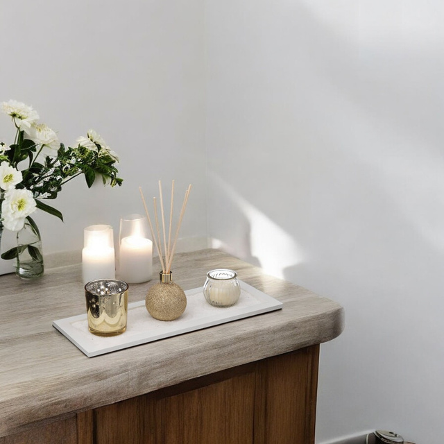 Set parfum cu lumanare si difuzor, auriu