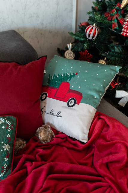 Perna decorativa de Craciun, OFF WHITE, 45 x 45 cm