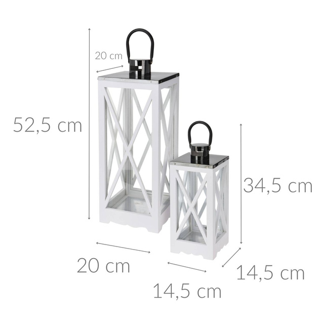 Set 2 felinare din lemn cu garnituri metalice