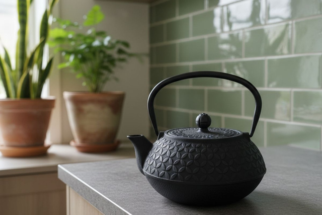 Ceainic din fontă cu infuzor SABI, 1000 ml, negru