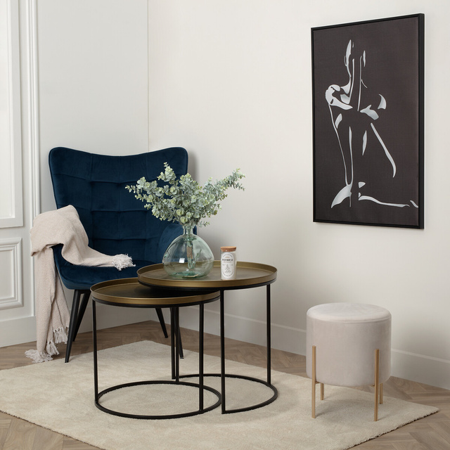 Taburet catifelat VELVET, 33 cm