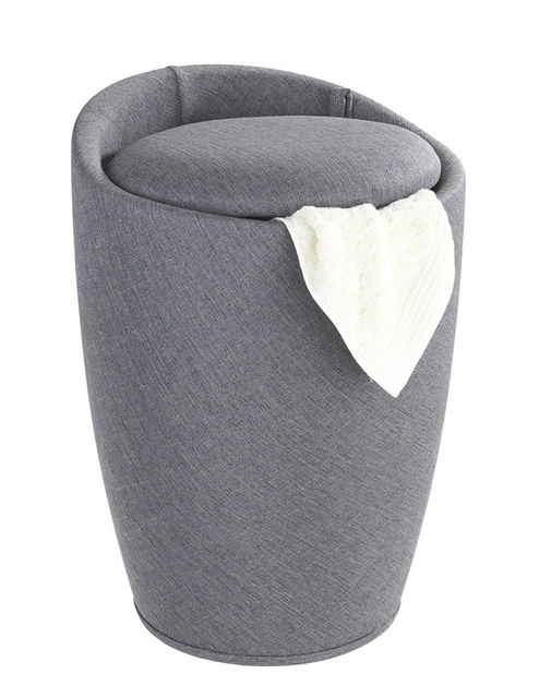 Pufa CANDY GREY - coș de rufe, 2 în 1, WENKO, gri
