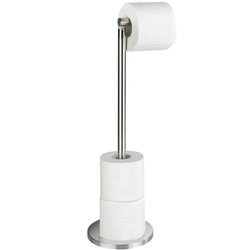 Suport de baie pentru hârtie igienică, construcție cu mânere și bară pentru 4 role suplimentare - WENKO, argintiu mat.