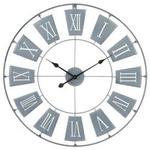 Ceas de perete, Metal, Diametru 76 cm, Gri