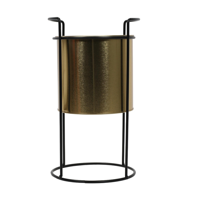 Ghiveci din metal auriu cu suport, înălțime 31 cm