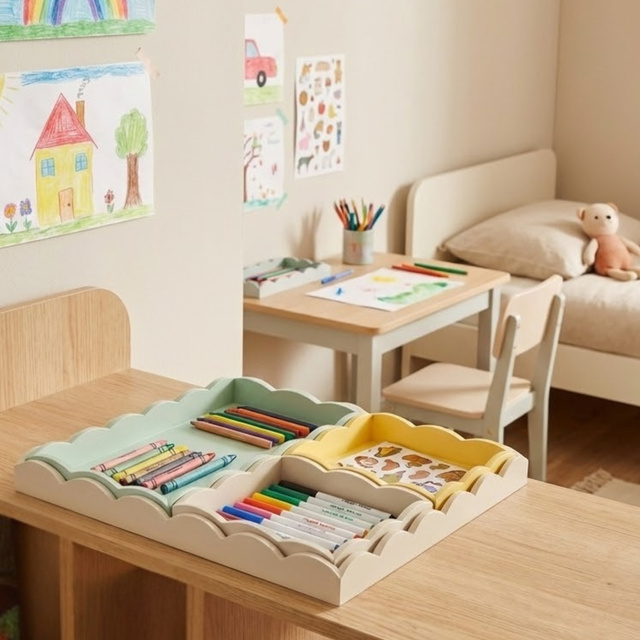 Set de 4 tăvi din lemn, 30 x 30 x 3 cm, verde