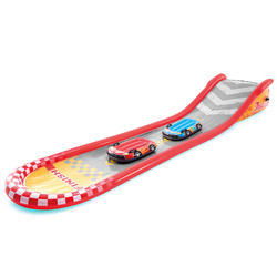 Pista de curse gonflabilă, tobogan cu apă si cu 2 mașini, INTEX