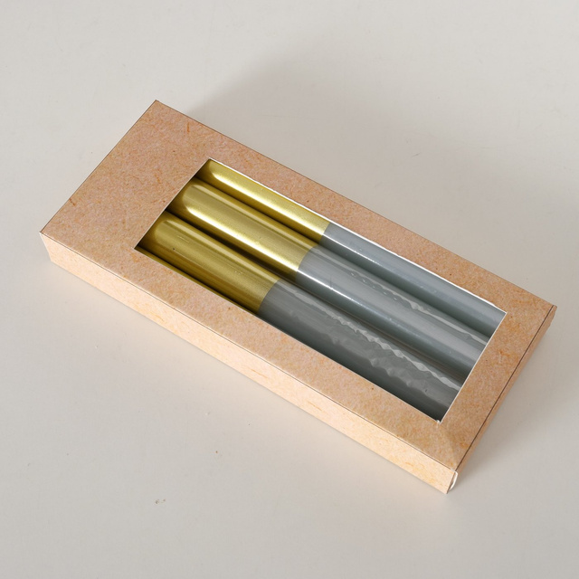 Set 4 lumanari,
albastru cu baza aurie