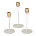 Suporturi de lumanare din metal Marko, alb si auriu, set 3 bucati