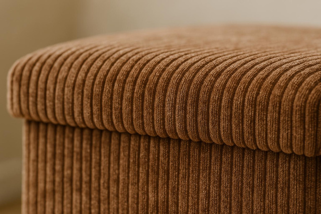 Taburet din velur-cord cu spațiu de depozitare TOBO, 38 x 38 x 38 cm