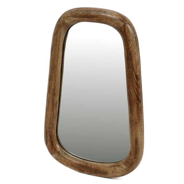 Oglindă ovală mică în ramă de lemn de mango