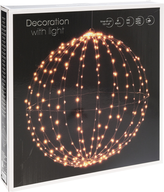 Decor de Craciun, minge cu iluminare 240 LED, Ø 40 cm