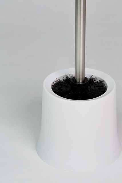 Recipient pentru perie BASIC WHITE + perie WC, WENKO, alb